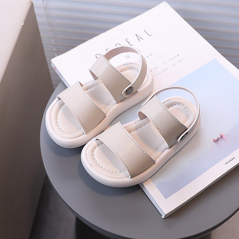 Sandals Children'S Soft-Soled Sandals Leather Comfortable Home Slippers Dual-Use Korean-Style Solid Color Simple - Image 3