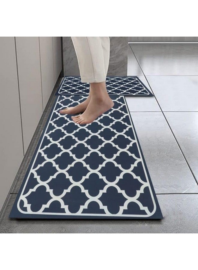 Home-Cloud حصائر مطبخ مطاطية HomeCloud للأرضية مجموعة من 2 قطعة | غير قابلة للانزلاق، سجادات ناعمة ماصة للماء للمطبخ، وغسيل الملابس، والممرات | 120x40 سم، 40x60 سم | سمك 4 مم (فخامة_كحلي) - Image 1