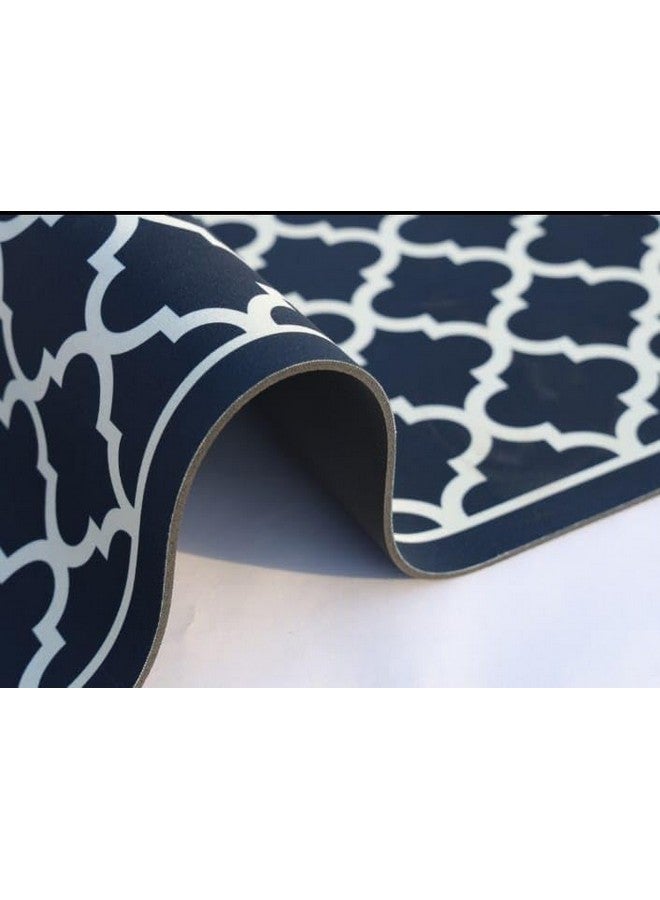 Home-Cloud حصائر مطبخ مطاطية HomeCloud للأرضية مجموعة من 2 قطعة | غير قابلة للانزلاق، سجادات ناعمة ماصة للماء للمطبخ، وغسيل الملابس، والممرات | 120x40 سم، 40x60 سم | سمك 4 مم (فخامة_كحلي) - Image 2