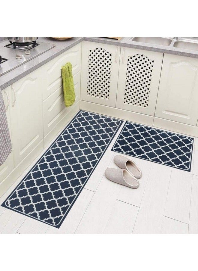 Home-Cloud حصائر مطبخ مطاطية HomeCloud للأرضية مجموعة من 2 قطعة | غير قابلة للانزلاق، سجادات ناعمة ماصة للماء للمطبخ، وغسيل الملابس، والممرات | 120x40 سم، 40x60 سم | سمك 4 مم (فخامة_كحلي) - Image 5