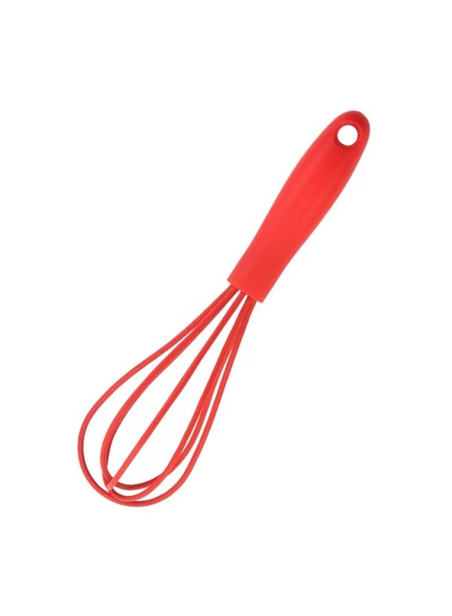 Spot Direct Sales 6inch Mini Silicone Egg Beater Plastic Handle Small Kitchen Household Manual Cream-Color:Red Silicone Egg Beater - Image 1