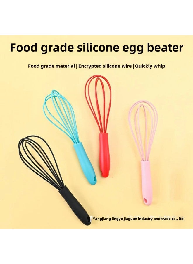 Spot Direct Sales 6inch Mini Silicone Egg Beater Plastic Handle Small Kitchen Household Manual Cream-Color:Red Silicone Egg Beater - Image 2
