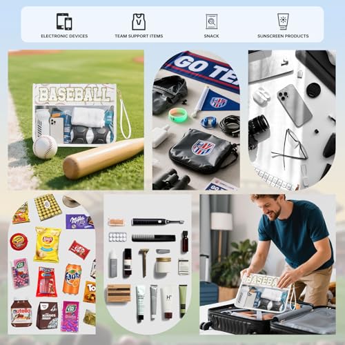 PPeen Baseball Snack Bags Team Gifts Makeup Cosmetic Bag Clear Chenille Letter Zipper Pouch Baseball Accessories Stuff Sport Portable Travel Case - Image 5