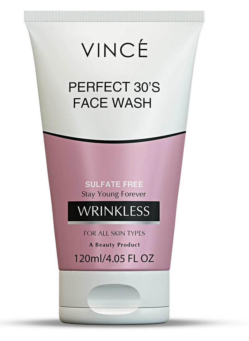 فينس غسول الوجه المضاد للتجاعيد - تنظيف عميق ومضاد للشيخوخة - يقلل من الخطوط الدقيقة والتجاعيد والبقع الداكنة - يرطب ويعزز توحيد لون البشرة وشبابها ونضارتها - خالٍ من الكبريتات - 120 مل - Image 1