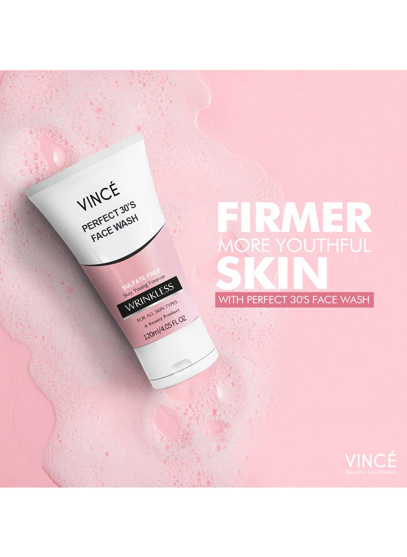 VINCE - Anti-Wrinkle Face Wash – Deep Cleansing & Anti-Aging – Reduces Fine Lines, Wrinkles & Dark Spots – Hydrates and Promotes Even-Toned, Youthful, Glowing Skin – Sulfate-Free – 120ml - Image 1