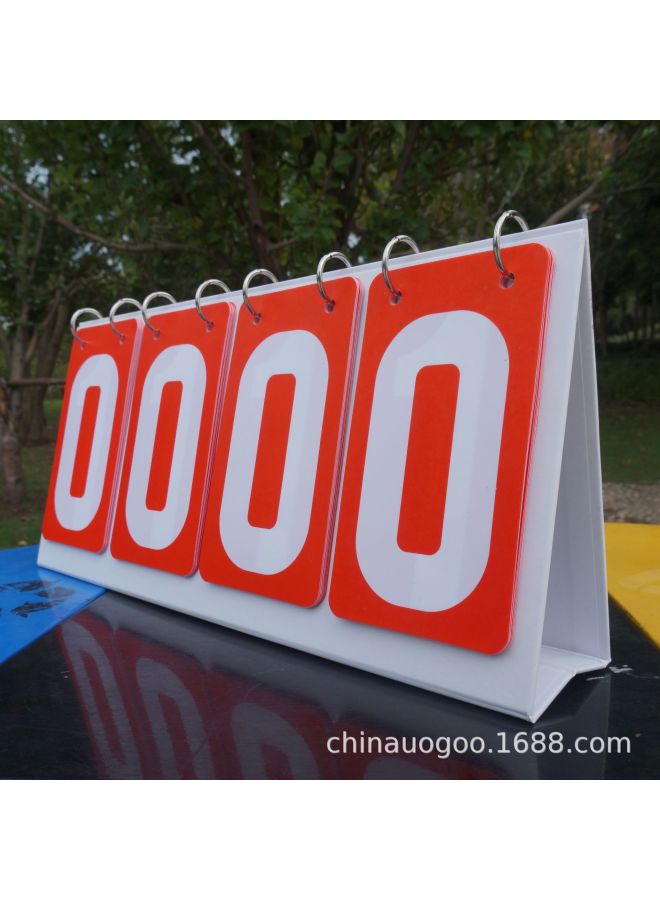Generic Competition Scoreboard Double-color Scoring Board Two-color Basketball Football Volleyball Scoreboard Number Floor Sticker-Specifications:Waterproof Four-digit Red Scoreboard - Image 1