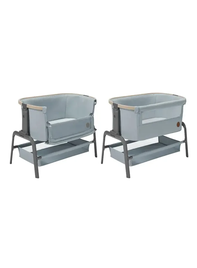 Maxi-Cosi Iora Co-Sleeper, Infant Bedside Sleeper Crib, Large Storage Basket, Height Adjustable, 0 - 6 Months, Beyond Grey, 2 Year Warranty