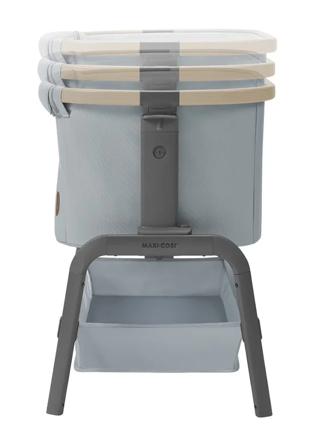 Maxi-Cosi Iora Co-Sleeper, Infant Bedside Sleeper Crib, Large Storage Basket, Height Adjustable, 0 - 6 Months, Beyond Grey, 2 Year Warranty