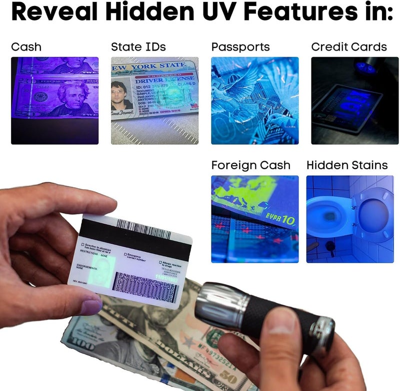Dri Mark UV Pro Proprietary UV Flashlight Document Fraud & International Counterfeit Money Detection - Detects Pet Urine, Stains & Cleanliness - Loss & Fraud Protection - Batteries Included - Image 3