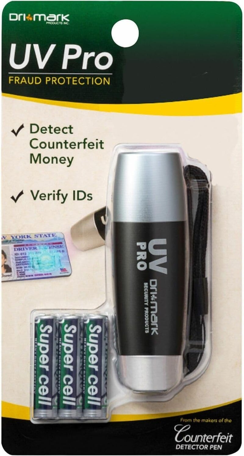 Dri Mark UV Pro Proprietary UV Flashlight Document Fraud & International Counterfeit Money Detection - Detects Pet Urine, Stains & Cleanliness - Loss & Fraud Protection - Batteries Included - Image 1