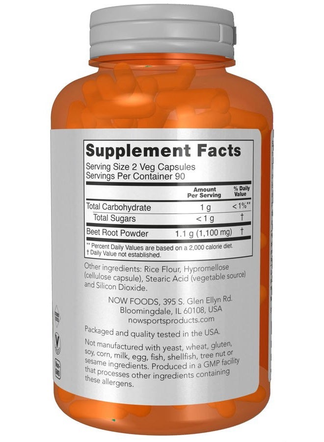 now Sports, Beet Root Veg, Sports Nutrition, Immune System Support*, 550 MG, Naturally Occurring Nitrates, 180 Veg Capsules - Image 2