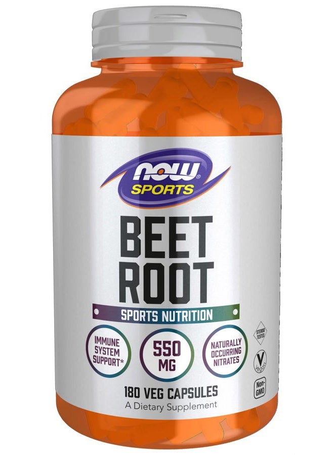 now Sports, Beet Root Veg, Sports Nutrition, Immune System Support*, 550 MG, Naturally Occurring Nitrates, 180 Veg Capsules - Image 1
