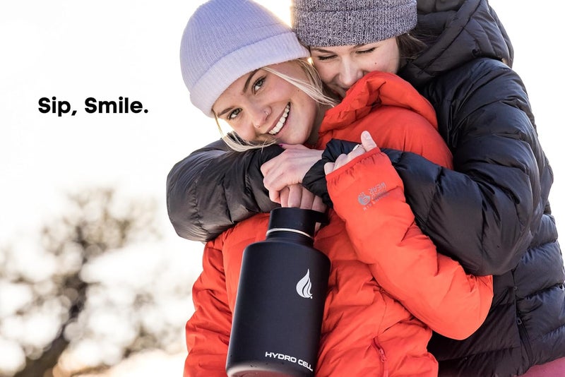 HYDRO CELL Stainless Steel Insulated Water Bottle with Straw - For Cold & Hot Drinks - Metal Vacuum Flask with Screw Cap and Modern Leakproof Sport Thermos for Adults (Black 64oz) - Image 5