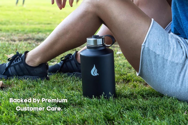HYDRO CELL Stainless Steel Insulated Water Bottle with Straw - For Cold & Hot Drinks - Metal Vacuum Flask with Screw Cap and Modern Leakproof Sport Thermos for Adults (Black 64oz) - Image 4