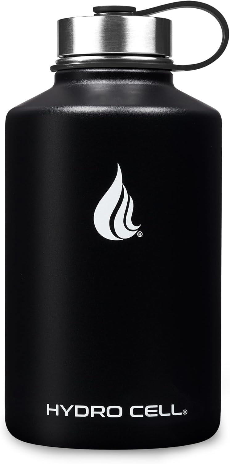 HYDRO CELL Stainless Steel Insulated Water Bottle with Straw - For Cold & Hot Drinks - Metal Vacuum Flask with Screw Cap and Modern Leakproof Sport Thermos for Adults (Black 64oz) - Image 2