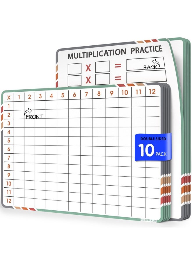 Scribbledo Multiplication Math 9”X12” Small White Board Dry Erase Sheets Math Manipulatives 3Rd Grade Multiplication Times Table Chart Math Supplies Teacher Students Classroom Pack Of 10 Sheets  - Image 1