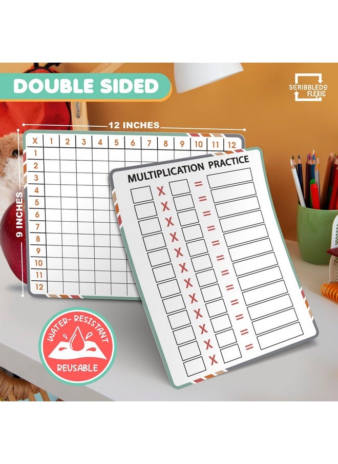 Scribbledo Multiplication Math 9”X12” Small White Board Dry Erase Sheets Math Manipulatives 3Rd Grade Multiplication Times Table Chart Math Supplies Teacher Students Classroom Pack Of 10 Sheets  - Image 2
