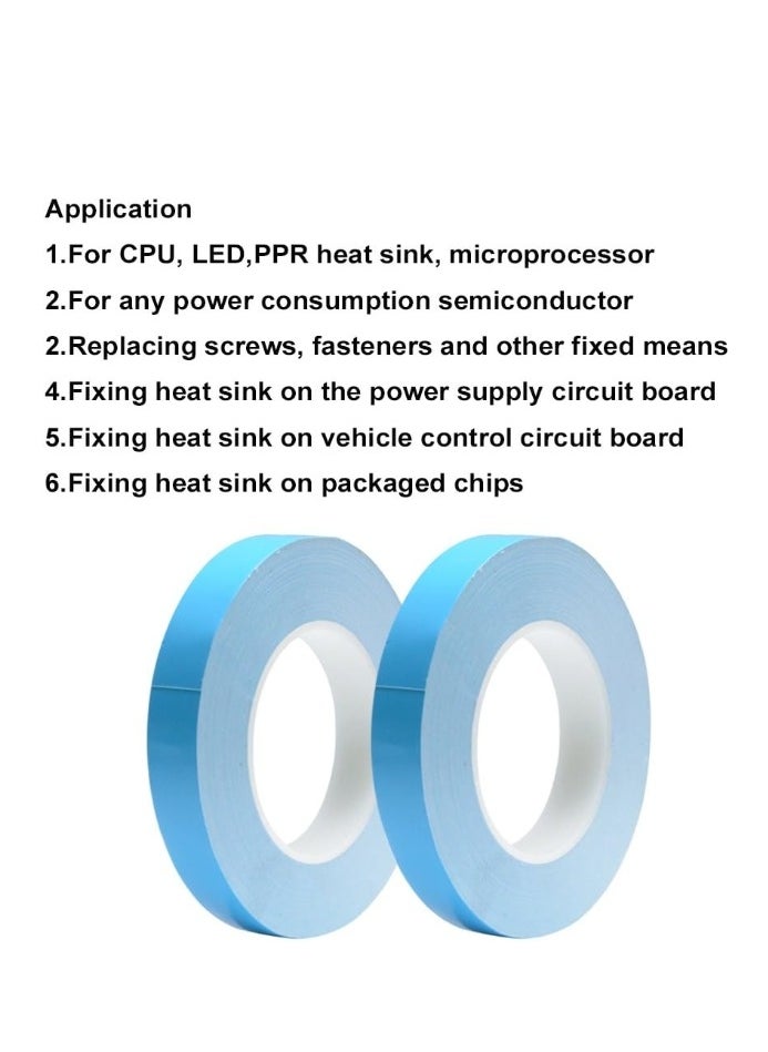 OASIS-TH 2 Packs Thermal Adhesive Tape 10mm X 25 Meters  Double Side Adhesive Thermal Conductive Tape for Heat Sink of LED Light, PC and More, Electrically Insulated  - Image 4