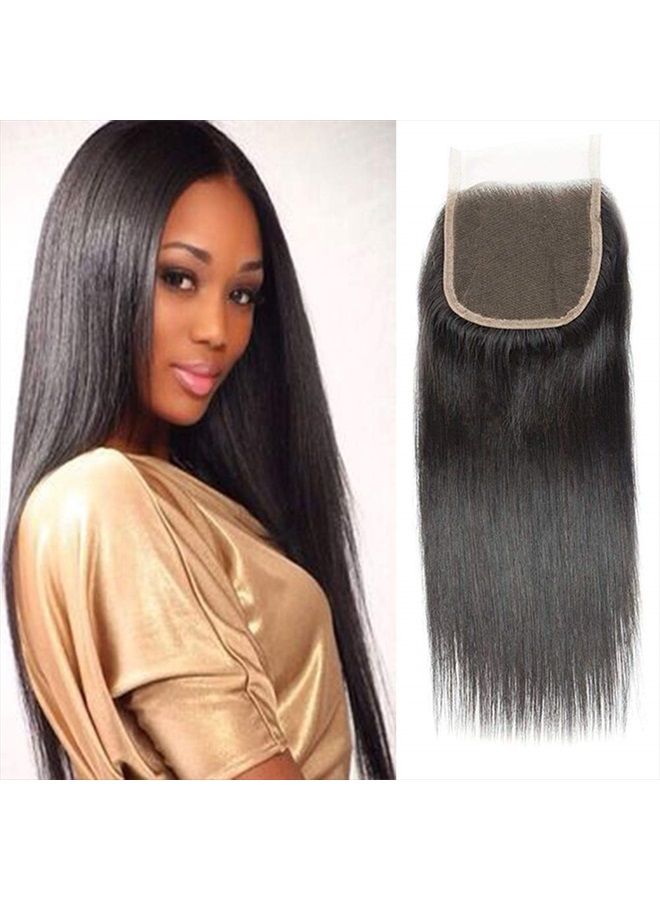 Selina إغلاق دانتيل إتش دي إغلاق دانتيل 4x4 إغلاق برازيلي مستقيم إغلاق دانتيل شعر بشري إغلاق دانتيل جزء حر لون شعر طبيعي أسود (8 بوصة مستقيم، جزء حر) - Image 1