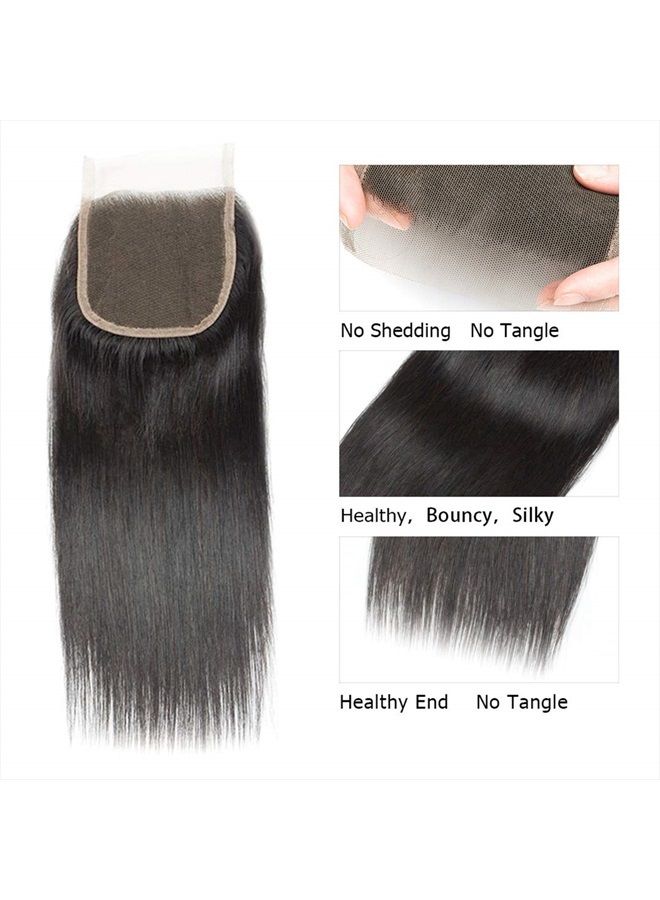 Selina إغلاق دانتيل إتش دي إغلاق دانتيل 4x4 إغلاق برازيلي مستقيم إغلاق دانتيل شعر بشري إغلاق دانتيل جزء حر لون شعر طبيعي أسود (8 بوصة مستقيم، جزء حر) - Image 4