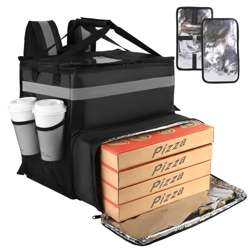 CIVJET Food Delivery Bag,Large Insulated Backpack for Doordash/Uber Eeats, Expandable Cooler Bags for Bike/Motorcycle with Reflective Strip and Cup Holders,Reusable Pizza Food Delivery Bag with Hand Straps - Image 1