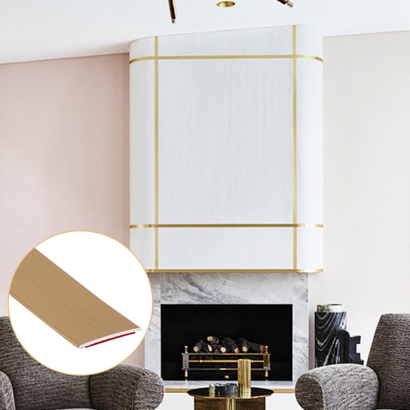 Soengsau Brushed Gold Finish Molding Trim, 196.8"L x 0.4"W Peel and Stick Decoration Strip for Ceiling, Wall, Tile Edge, Furniture Cabinet, Mirror - Image 5