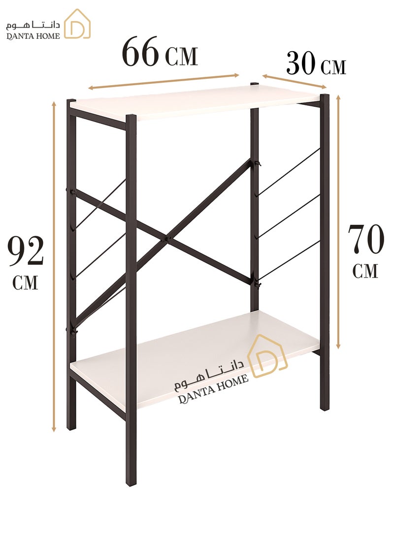 DANTA HOME Coffee Corner Table, Side Table, Bookcase, Consisting Of 2 Wooden Surfaces That Arrange And Organize All Your Needs - White / Black - Image 4