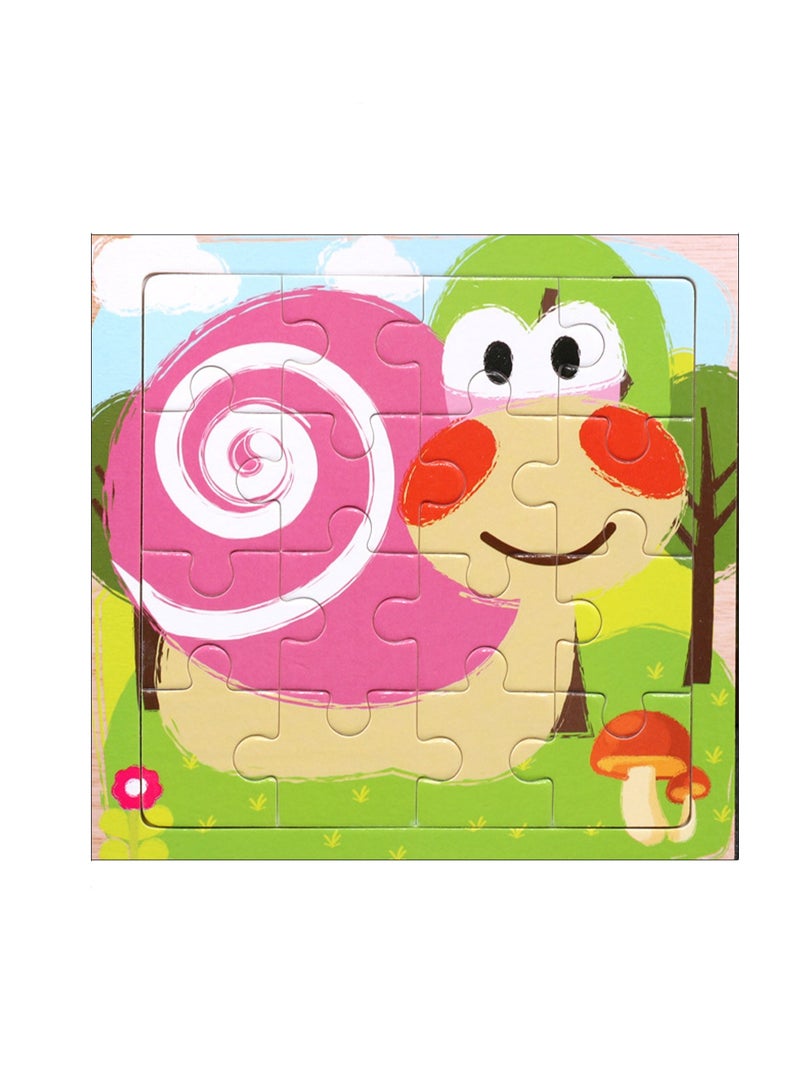 Children's Educational Wooden Cartoon Snails Jigsaw Puzzles Suitable Gift Bag Pack - Image 1