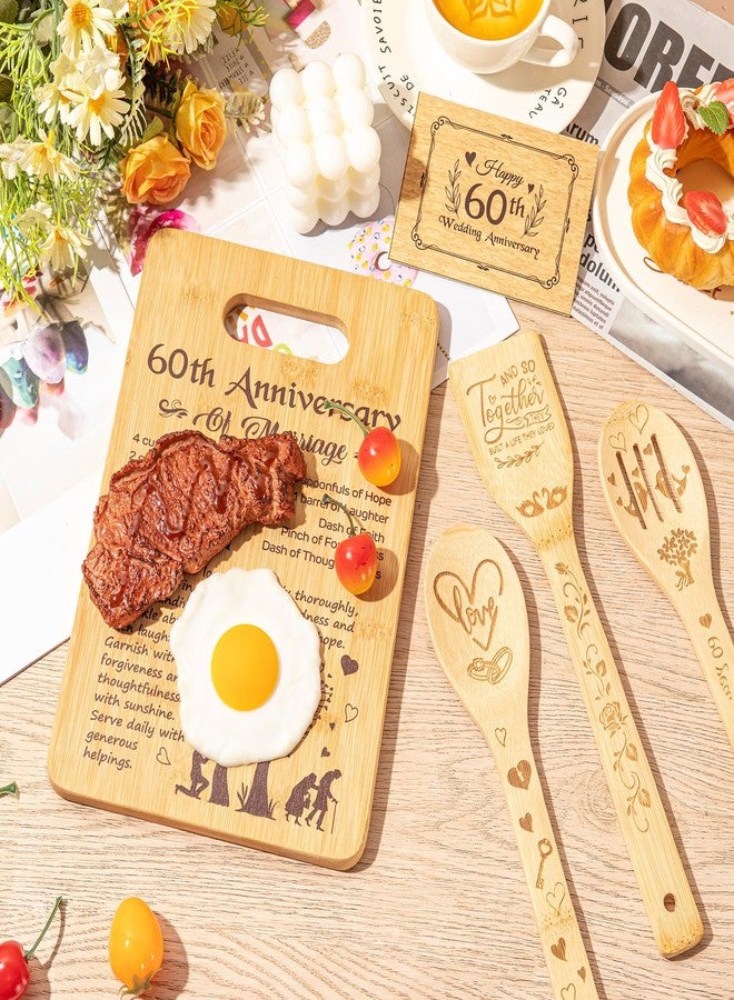 RimCereal 5 Pcs Wedding Kitchen Serving Board Set Anniversary Married Gifts for Women Men Husband Wife Parents Couple Pearl Ruby Golden Diamond Anniversary-recipe for a Happy Marriage(60th) - Image 2