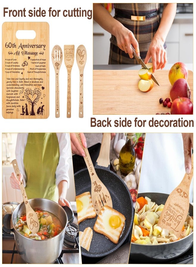 RimCereal 5 Pcs Wedding Kitchen Serving Board Set Anniversary Married Gifts for Women Men Husband Wife Parents Couple Pearl Ruby Golden Diamond Anniversary-recipe for a Happy Marriage(60th) - Image 4