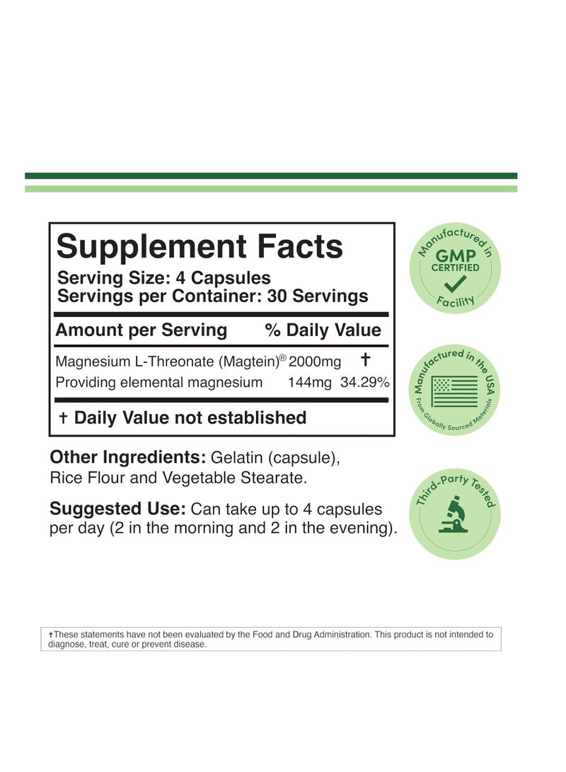 ماجتين مغنيسيوم إل-ثريونات 2000 ملغ 120 كبسولة - Image 2