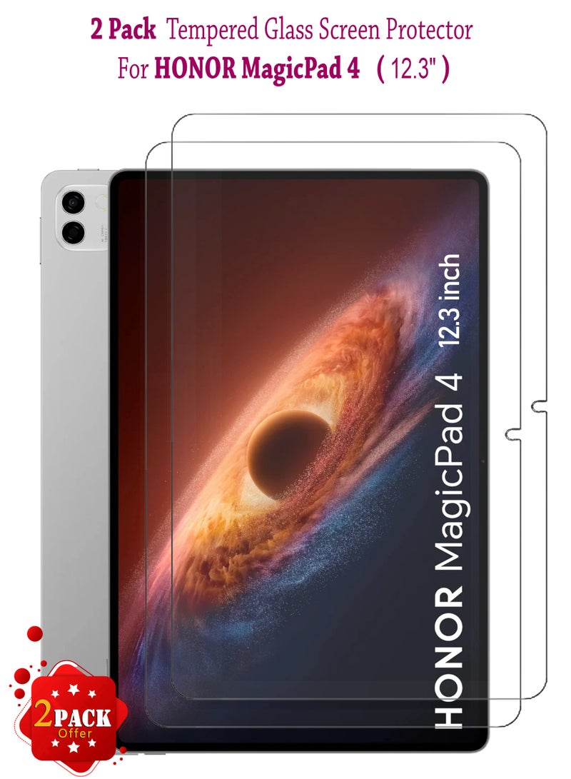 2 Pack Honor MagicPad4  12.3 inch Tempered Glass Screen Protector | HD Scratch Resistant, High Transparency, Delicate Touch, Anti-Explosion, Bubble-Free | Easy Installation for Honor MagicPad4  12.3 inch - Clear - Image 1