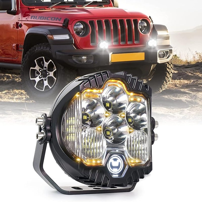 ZJUSDO 5 Inch Offroad LED Light, Waterproof IP67 Flood Driving Light Spot Flood Combo Light with Amber DRL for Car Truck Tractor 4x4 SUV ATV Boat Pack of 1 - Image 1