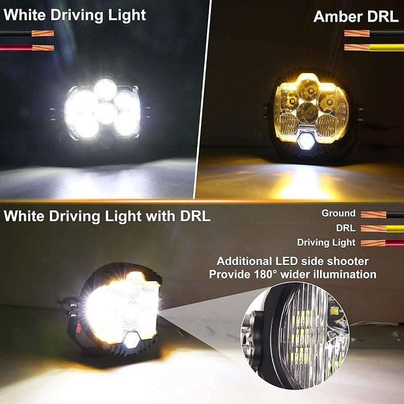 ZJUSDO 5 Inch Offroad LED Light, Waterproof IP67 Flood Driving Light Spot Flood Combo Light with Amber DRL for Car Truck Tractor 4x4 SUV ATV Boat Pack of 1 - Image 2