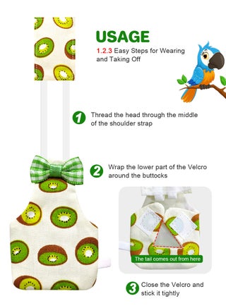 6 Pieces Bird Diapers, Washable Reusable Parrots Nappy with Waterproof Inner Layer Soft Small Pet Birds Flight Suit for Budgie Parakeet Cockatiel - view 5