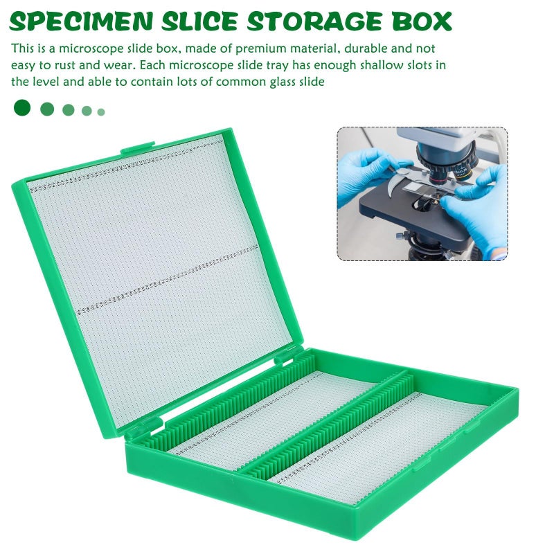 100 Slot Microscope Slide Storage Box Green Plastic Laboratory Organizer - Image 4