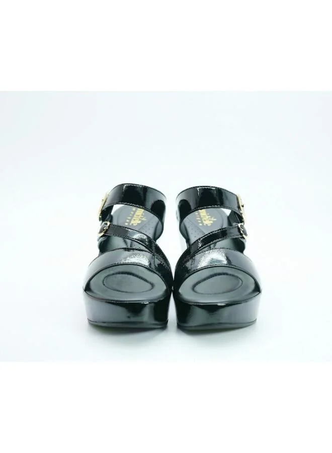 Michelle Morgan Black 092-3115 Michelle Morgan Women's Patent Crossover Straps Wedge Heel Sandals 514RJ336 Black for Women | Best Price UAE