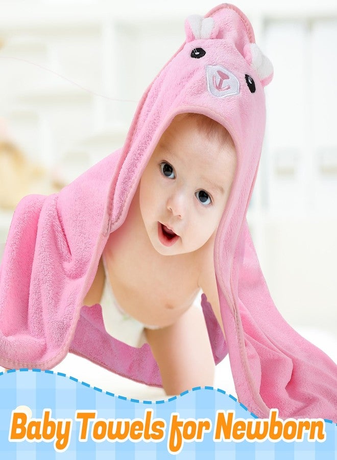 Guiqulai 12 Pcs Baby Bath Towels Set, 3 Pcs Animal Hooded Baby Towels and 9 Pcs Washcloths Set for Newborn Infants Toddlers Ultra Absorbent Cute Soft Baby Towels for Boys Girls 31x31 inch - Image 4