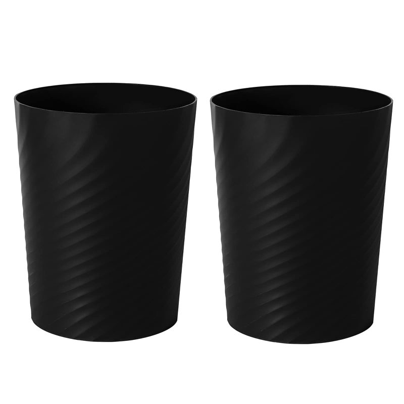 UUJOLY Plastic Small Trash Can Wastebasket Garbage Container Basket for Bathrooms Laundry Room Kitchens Offices Kids Rooms Dorms Black 18 Gallon2 Pack