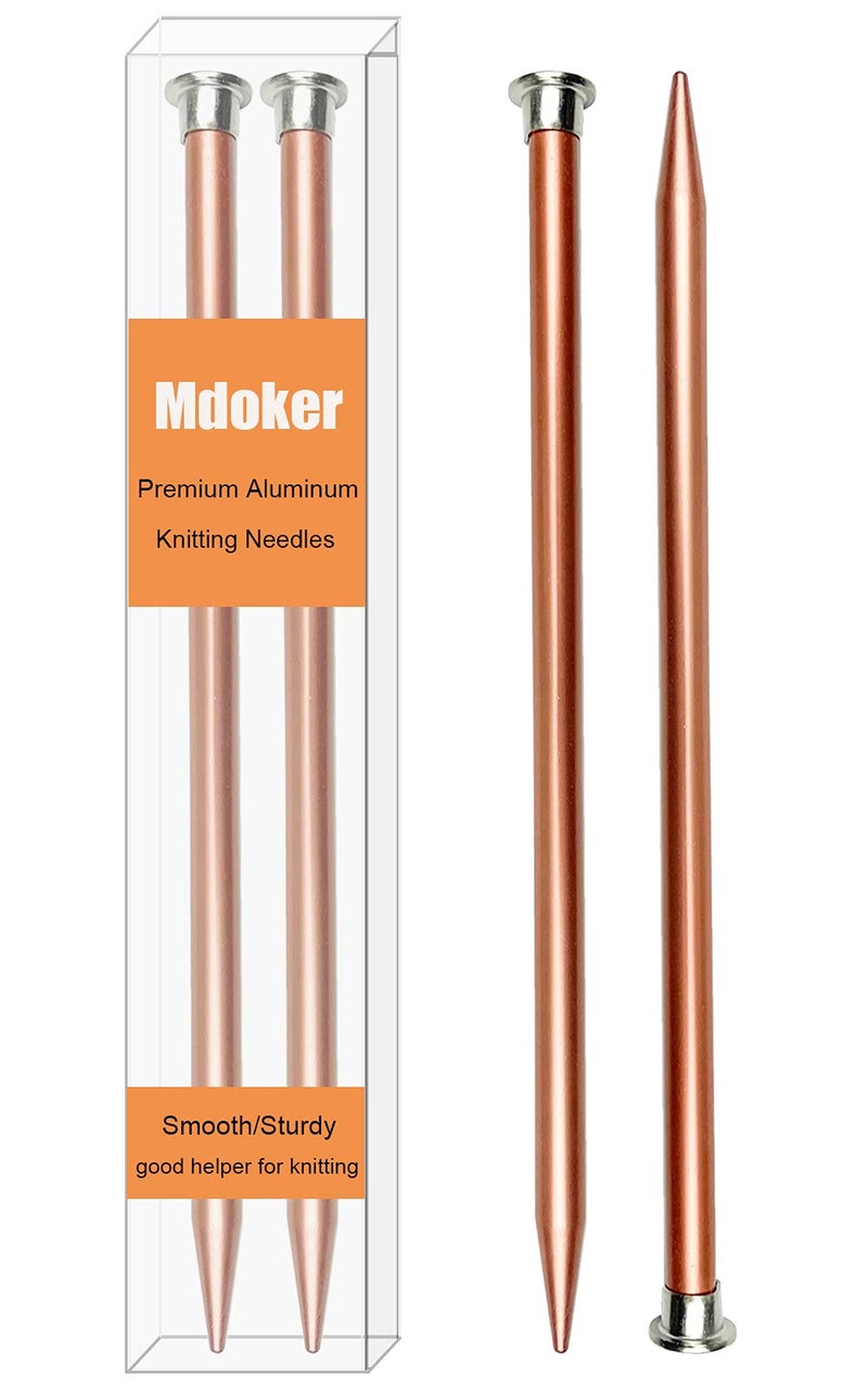 Mdoker 13.8 Inch Aluminum Knitting Needles Colored Straight Single Pointed Metal Sweater Knitting Needle for DIY Knitting Projects,Size US 13(9mm) - Image 1