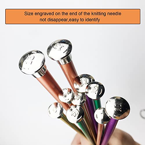 Mdoker 13.8 Inch Aluminum Knitting Needles Colored Straight Single Pointed Metal Sweater Knitting Needle for DIY Knitting Projects,Size US 13(9mm) - Image 3