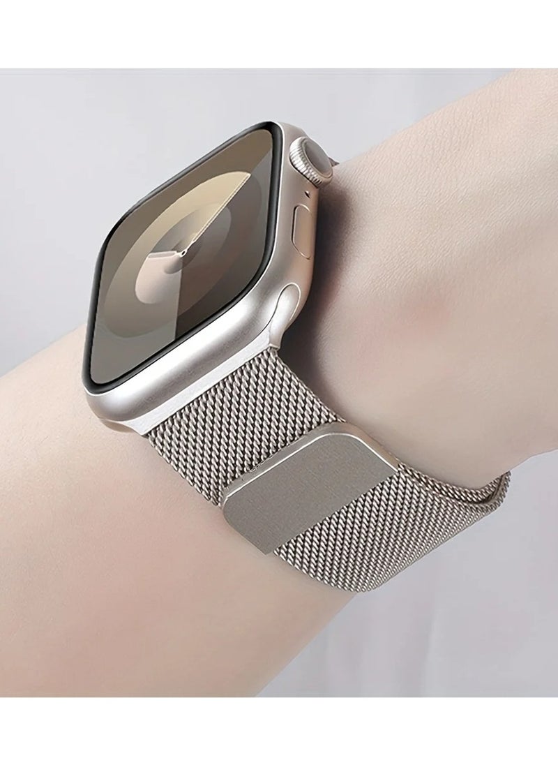 Milanese Loop Band/Strap for Apple Watch All Series Compatible with 46mm/45mm/44mm/49mm Starlight