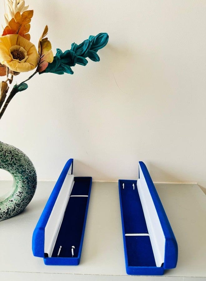 دي أس أس علبة هدايا مخملية مزينة بسلسلة، مجوهرات رائعة، مجموعة من علب سلسلة زرقاء (مجموعة) (عبوة من قطعتين) - Image 5