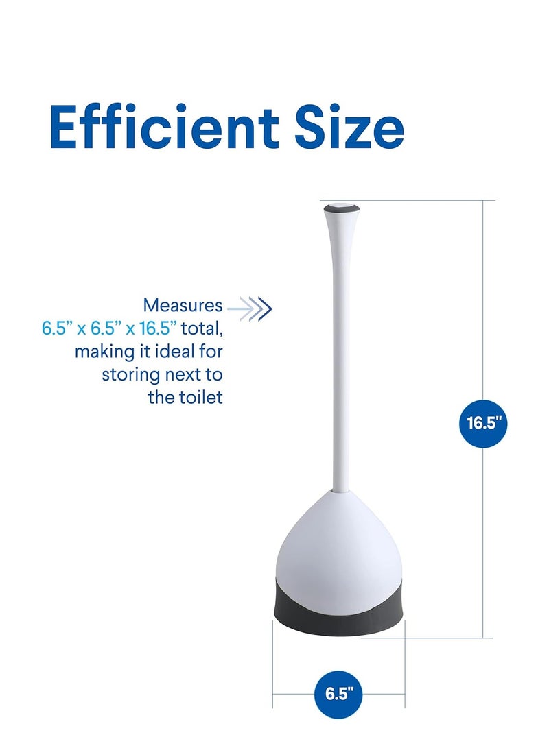 Clorox Clorox Toilet Plunger with Hideaway Storage Caddy, 6.5” x 6.5” x 19.5”, White/Gray  - Image 2