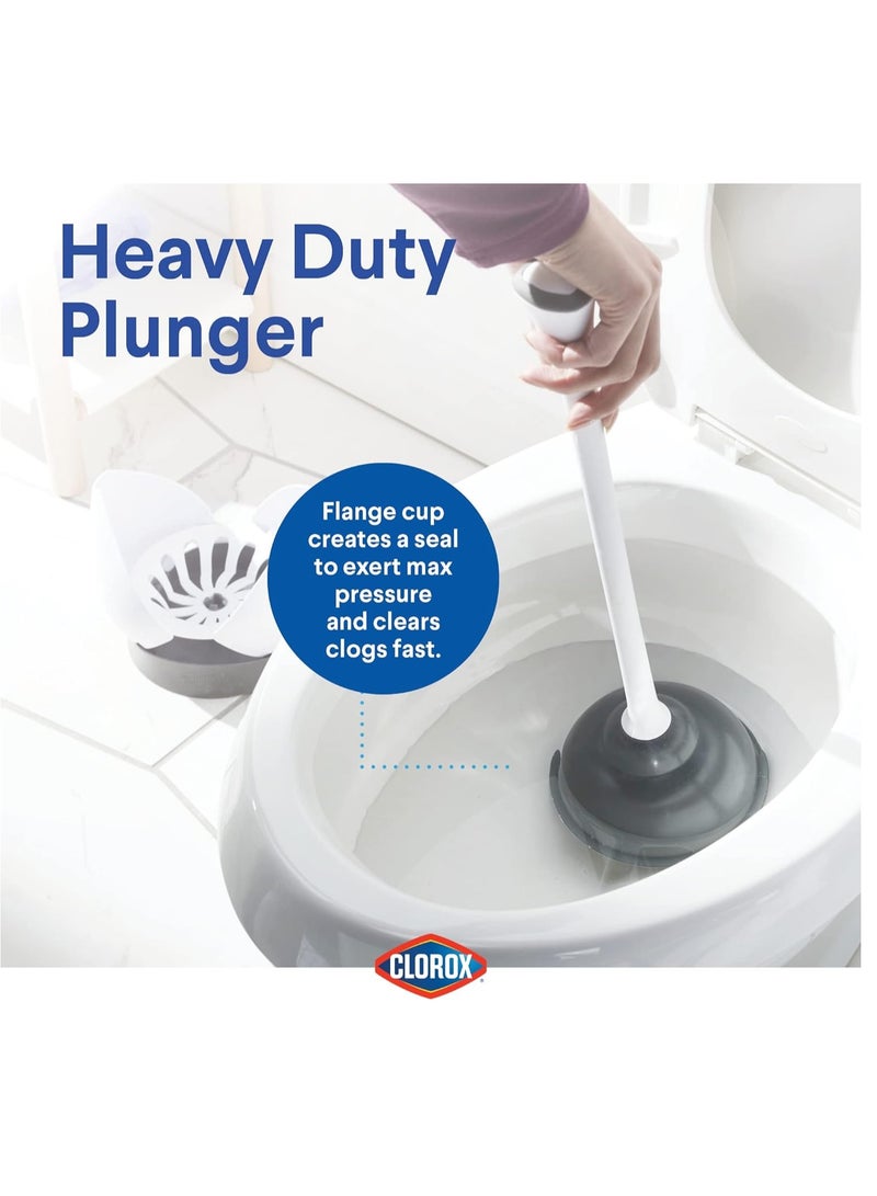 Clorox Clorox Toilet Plunger with Hideaway Storage Caddy, 6.5” x 6.5” x 19.5”, White/Gray  - Image 5