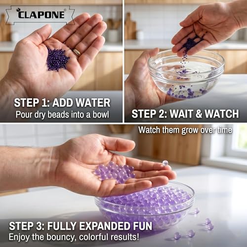 CLAPONE Gel Balls 7-8mm Water Bullets for Blaster Gun, High Absorbent Water Beads Ammo, Non-Toxic Gel Blaster Refill Balls for Shooting Practice, Decoration & Play (Purple, 10000 Pcs) - Image 4