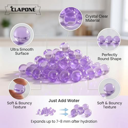 CLAPONE Gel Balls 7-8mm Water Bullets for Blaster Gun, High Absorbent Water Beads Ammo, Non-Toxic Gel Blaster Refill Balls for Shooting Practice, Decoration & Play (Purple, 10000 Pcs) - Image 5