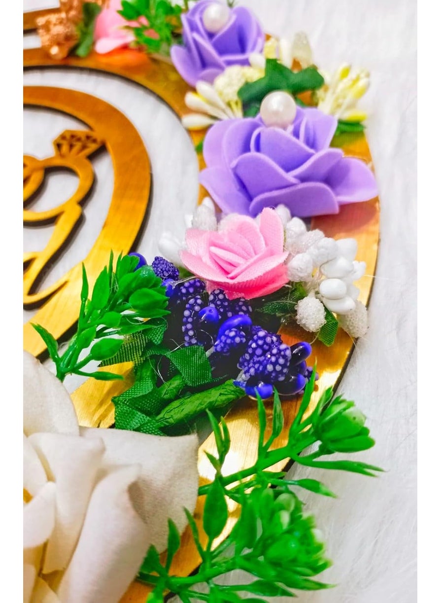 CIYA PLUS CIYA PLUS Engagement Ring Platter Decorative Just Engagement Ring Holder Platter Round thali Decore with White and Purple FlowerWedding Functions Wedding Tray  - Image 4