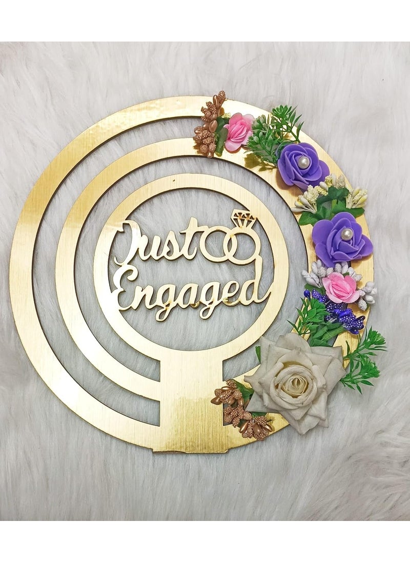 CIYA PLUS CIYA PLUS Engagement Ring Platter Decorative Just Engagement Ring Holder Platter Round thali Decore with White and Purple FlowerWedding Functions Wedding Tray  - Image 3