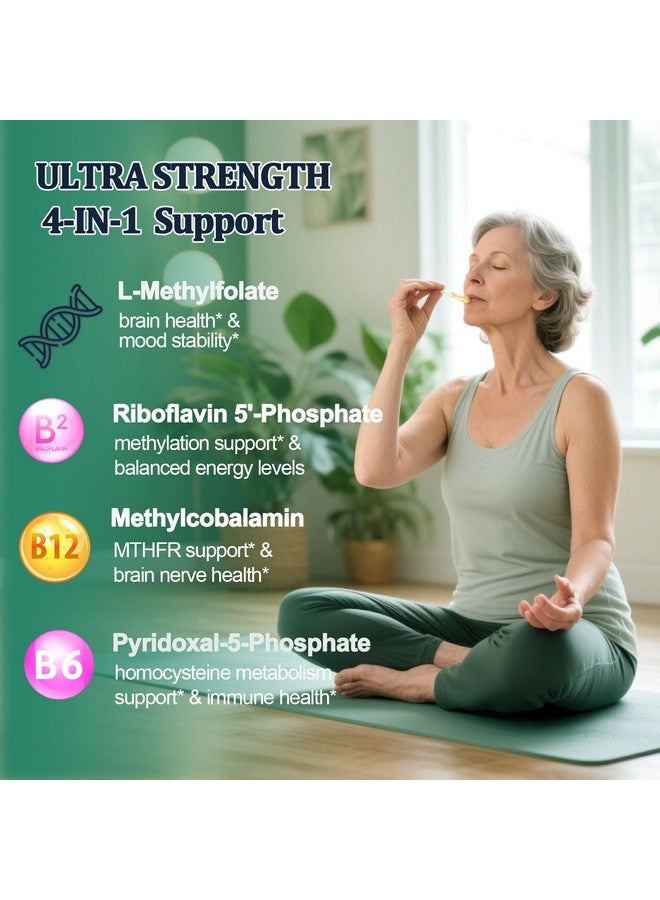 Generic Methylfolate Supplement for Adult & Kids, L Methyl Folate 15mg Plus Methyl B12 B6 B2 Multivitamin, Metabolically Active 5-MTHF Form for Mood Homocysteine Methylation Cognition Energy Nerve Health*  - Image 2